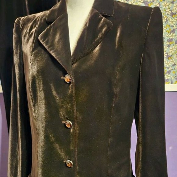 Valentino Miss V Vintage 2 pc Deep Purple Velvet Elegant Pant Suit Size US 10/12 - Picture 2 of 14